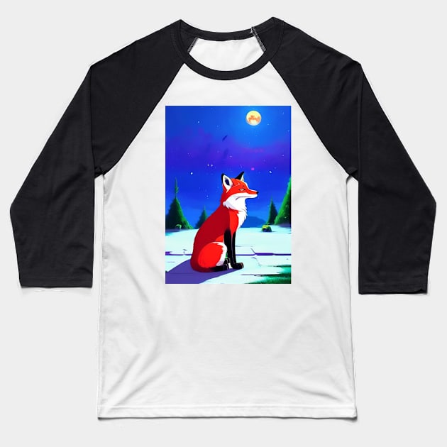 CUTE FOX WAITING FOR SANTA CLAUS Baseball T-Shirt by sailorsam1805